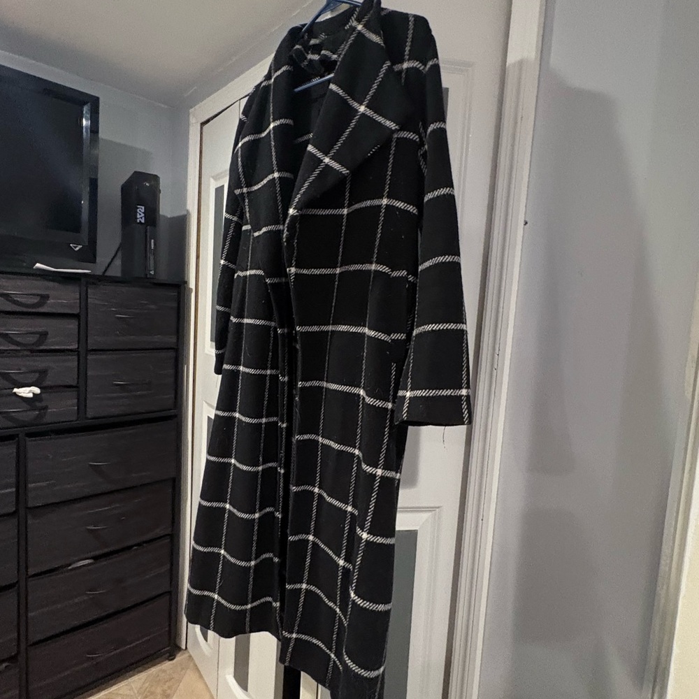 Black and White Checkered Coat